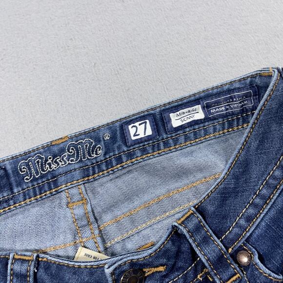 Miss Me Jeans Womens 27 Mid Rise Skinny Stretch Denim Rinse Wash Casual Pants - Picture 6 of 11